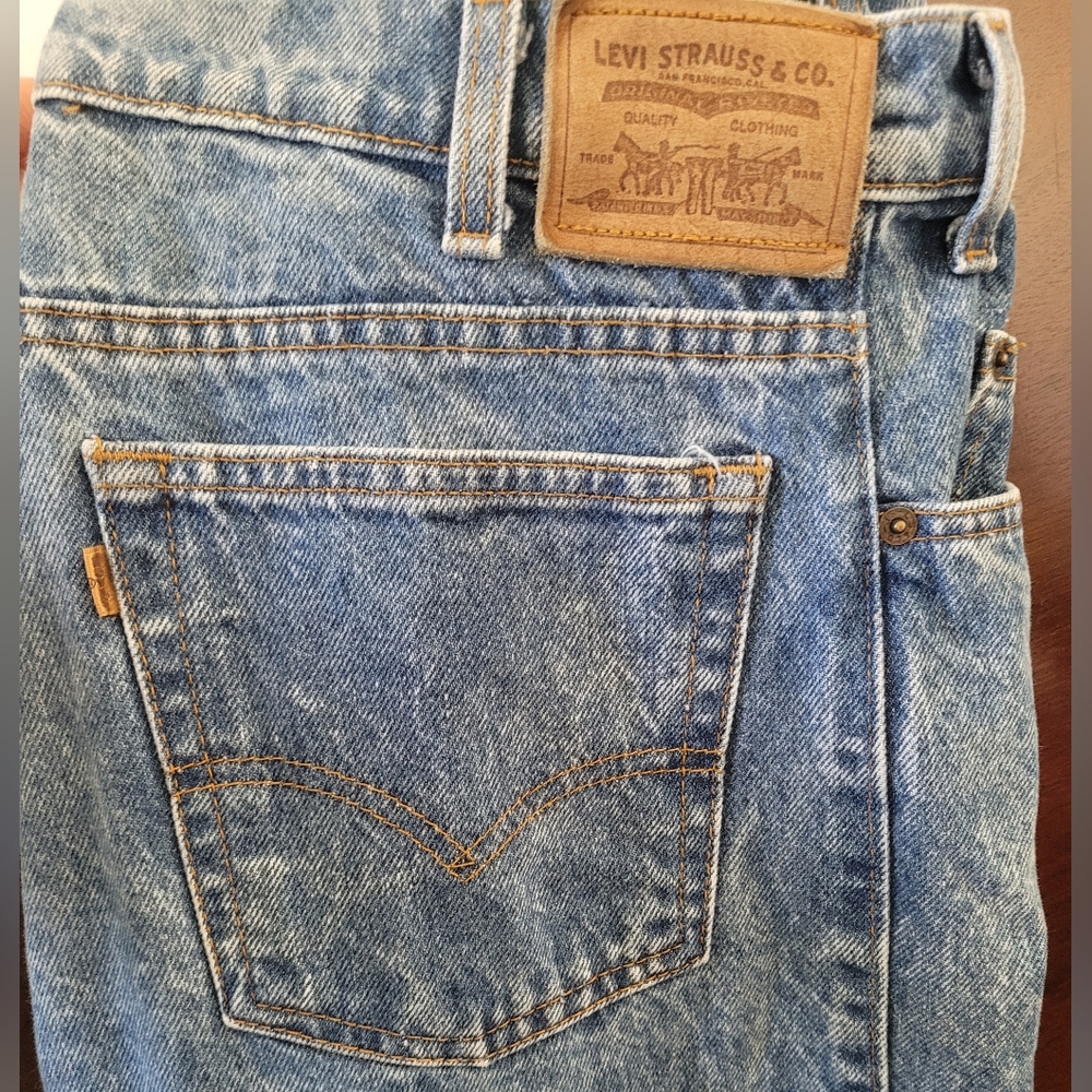 Vintage Orange Tab Levi's Medium Acid Wash Straight Leg Jeans